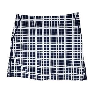 Golftini Golf Skort sz 2 Women Tennis Plaid Navy Blue White Stretch Pocket 30x16